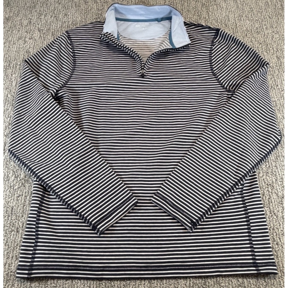 J. Crew Performance 1/4 Zip Pullover Mens Large Blue White Striped Stretch